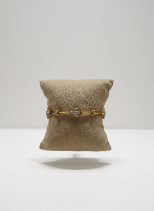 Golden Floral Charm Adjustable Bracelet
