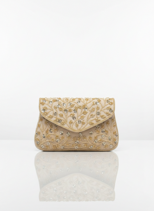 Regal Bloom Embroidered Clutch