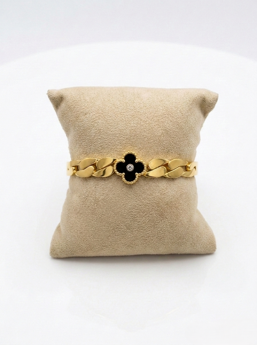 Midnight Clover Gold Bangle