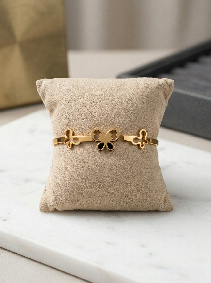 Golden Butterfly Charm Bangle