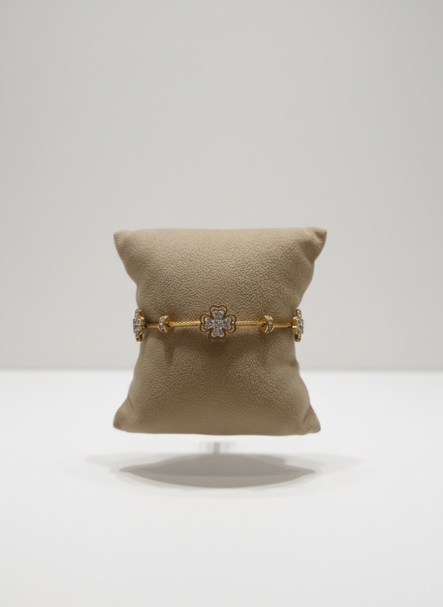 Golden Floral Charm Adjustable Bracelet