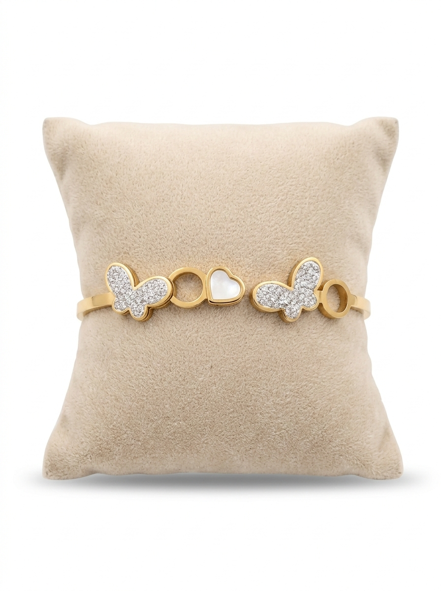 Love Flutter Crystal Lock Bangle