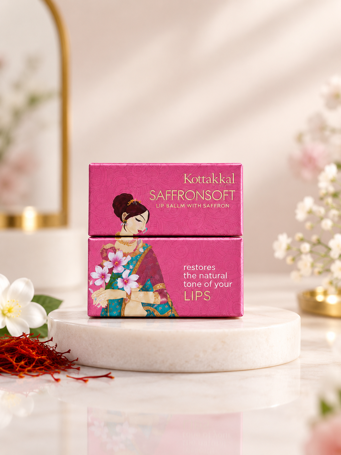 Kottakkal Ayurveda Saffronsoft Lip Balm (5g) – Authentic Kumkumadi & Saffron Nourishing Salve by Arya Vaidya Sala
