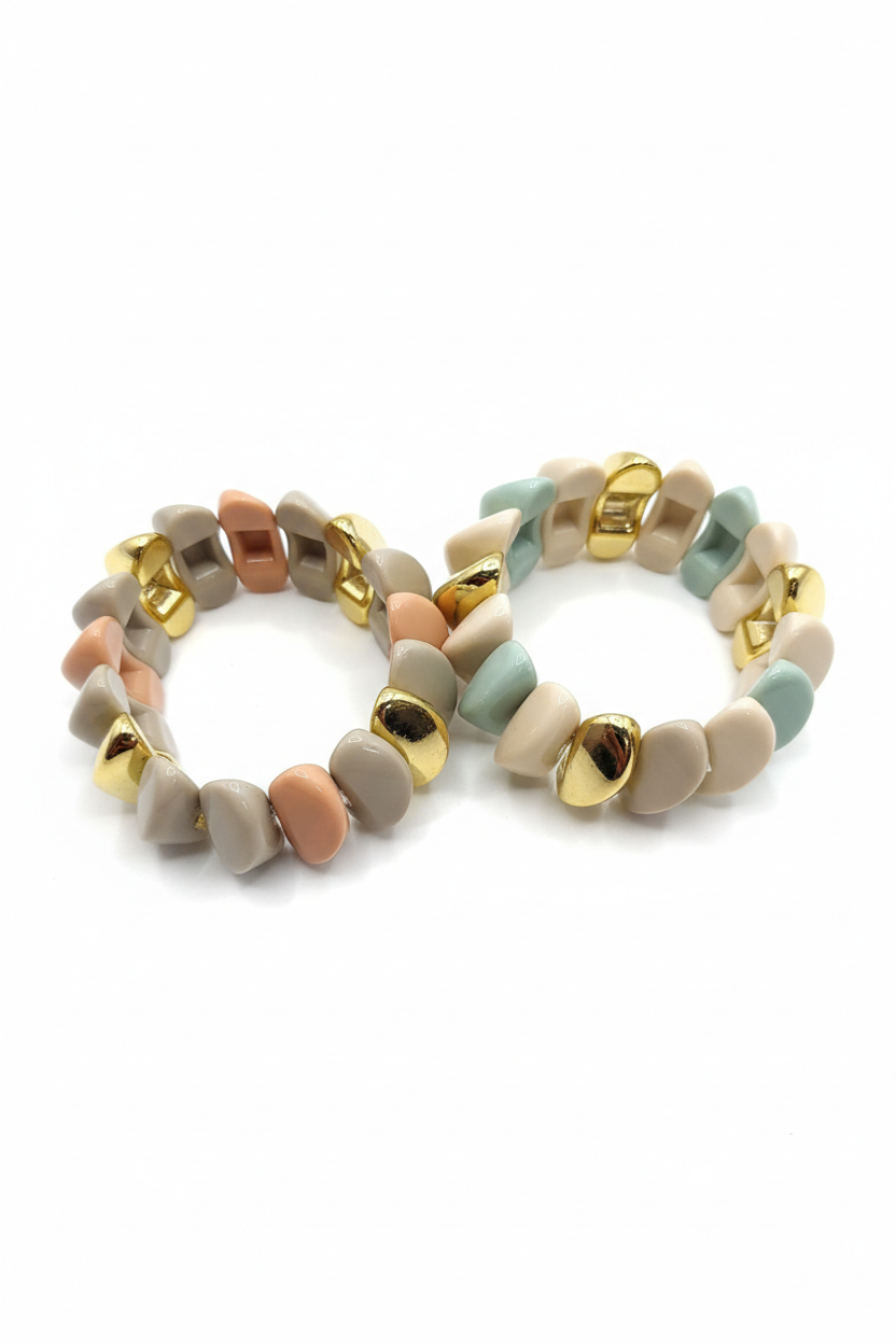Multi-Tone Chunky Pebble Stretch Bracelet