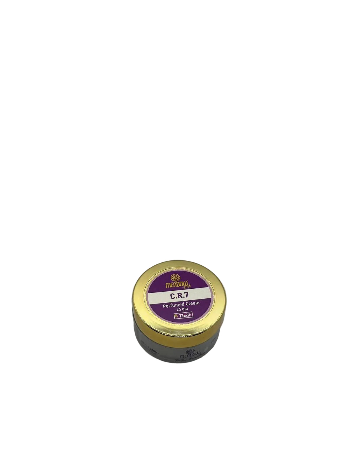 Small jar with a purple lid on a gray background