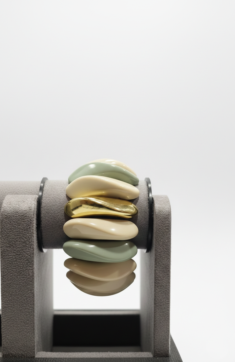 Multi-Tone Chunky Pebble Stretch Bracelet