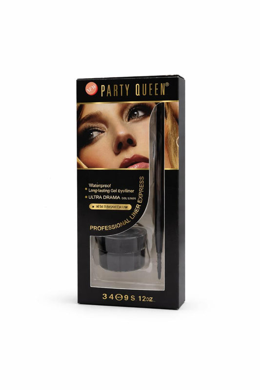 Party Queen Gel EyeLiner Professional Smudge Proof & Waterproof Black Gel Liner