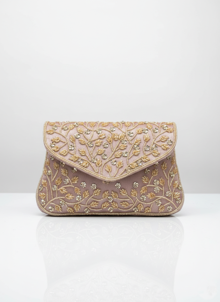 Regal Bloom Embroidered Clutch