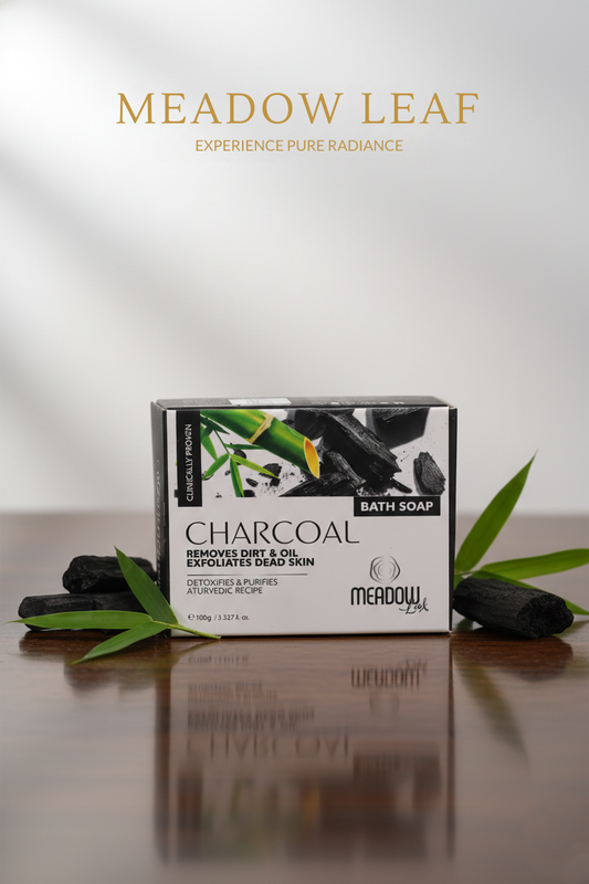 Meadow Leaf Clinically Proven Charcoal Bath Soap - Removes dirt and oil exfoliates dead skin - 100gm