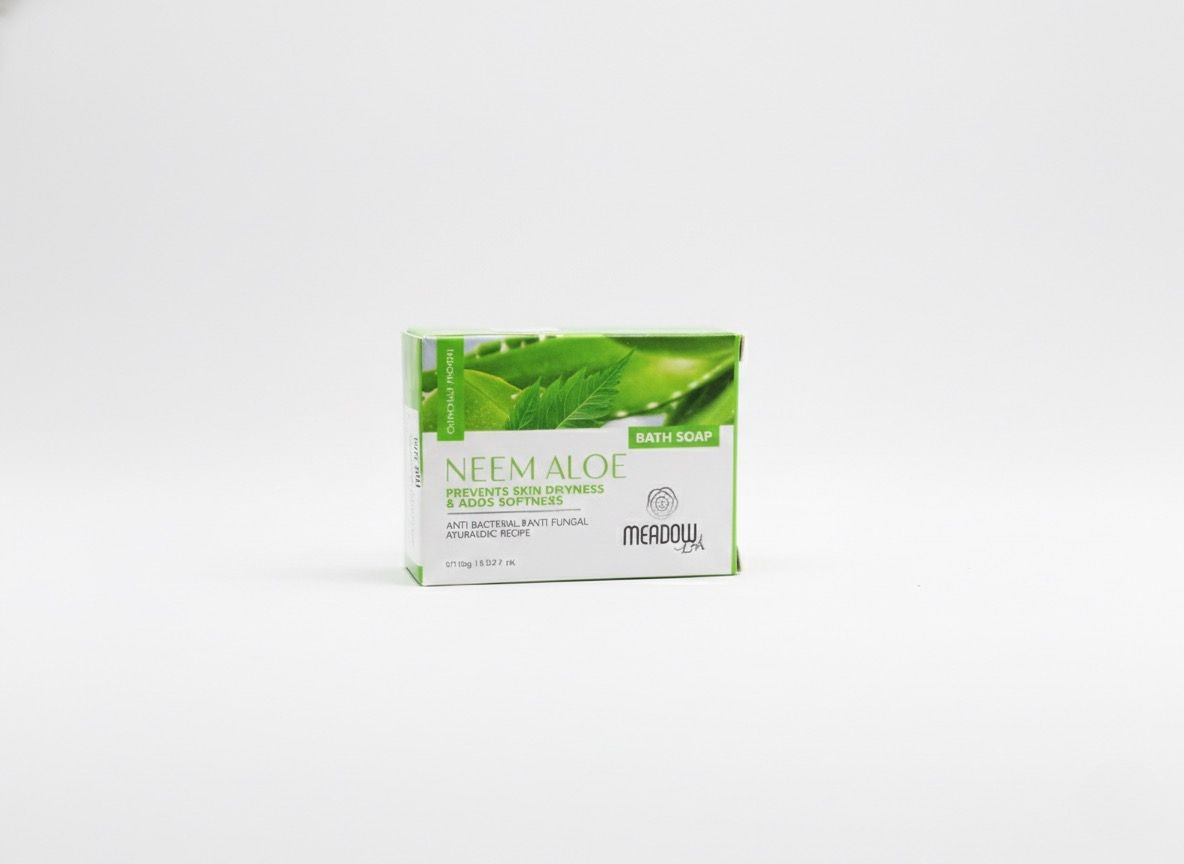 Meadow Leaf Clinically Proven Neem Aloe Bath Soap - prevents skin itchiness & acne break outs - 100gm