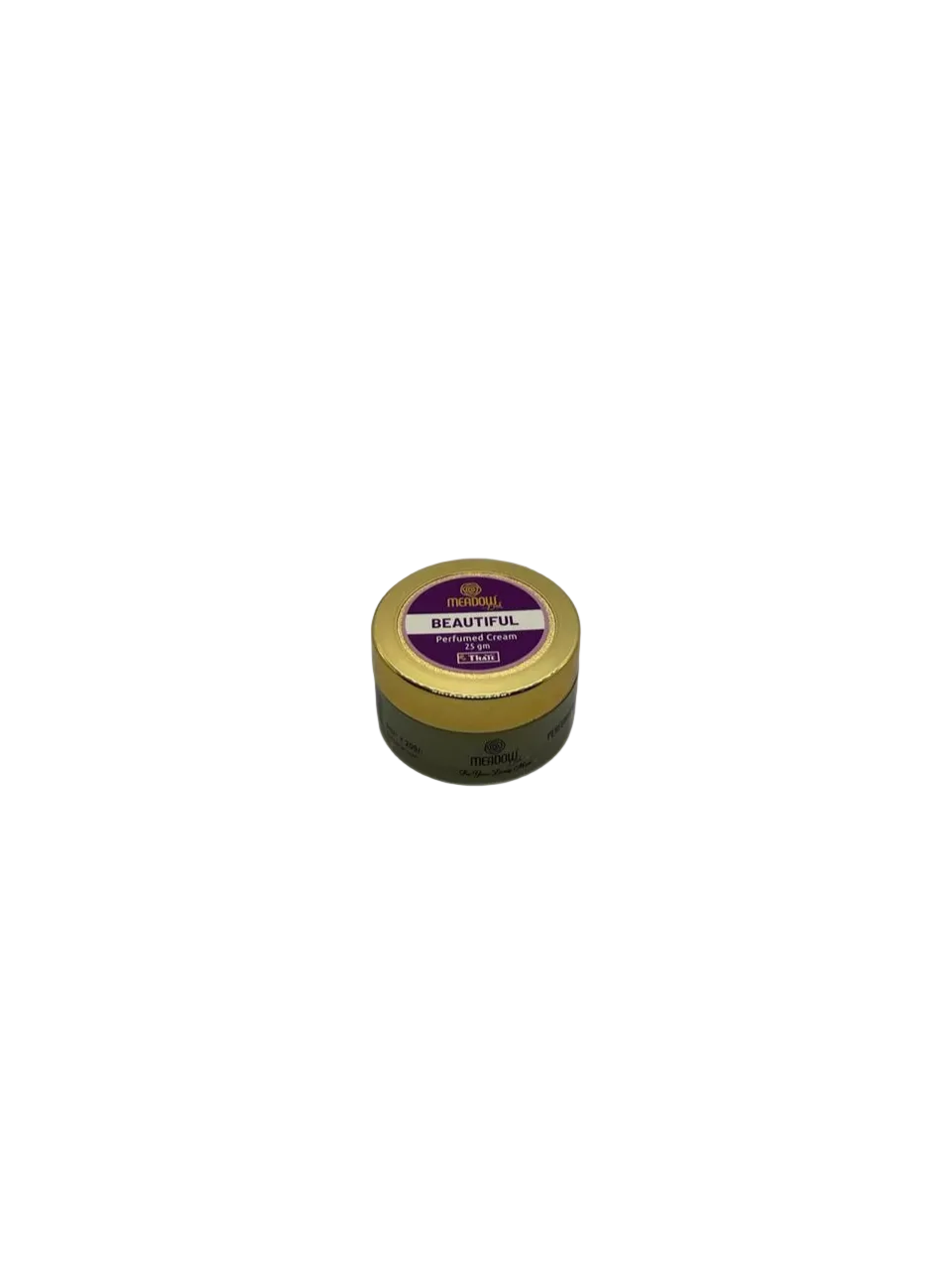 Small jar with a purple label on a white background