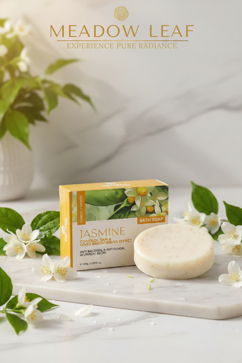 Meadow Leaf Jasmine Bath Soap - Control tan and gives brightening effect - 100gm