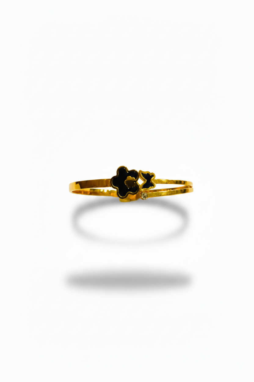 Noir Bloom Crystal Cuff Bangle