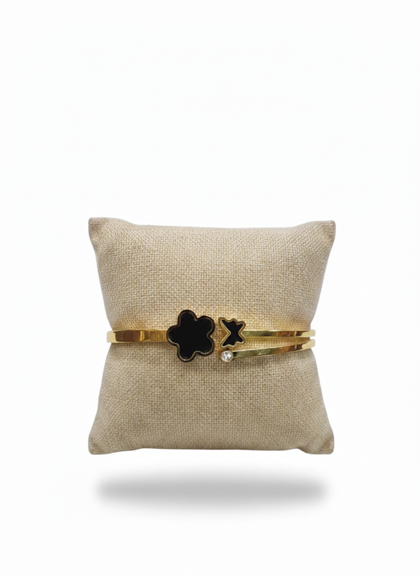 Noir Bloom Crystal Cuff Bangle