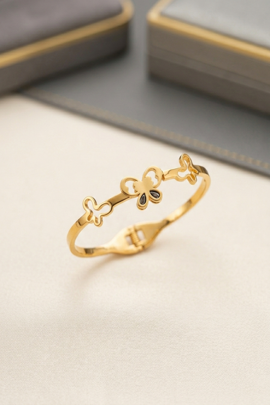 Golden Butterfly Charm Bangle