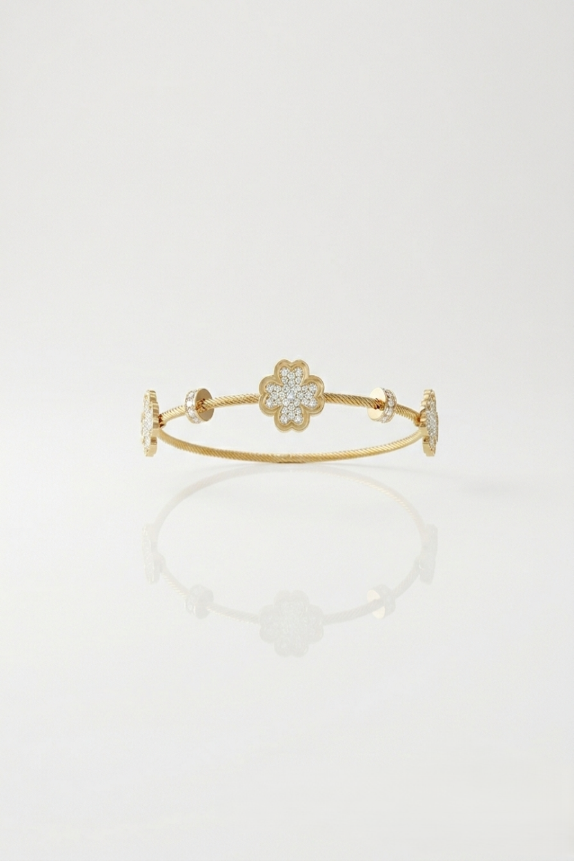 Golden Floral Charm Adjustable Bracelet