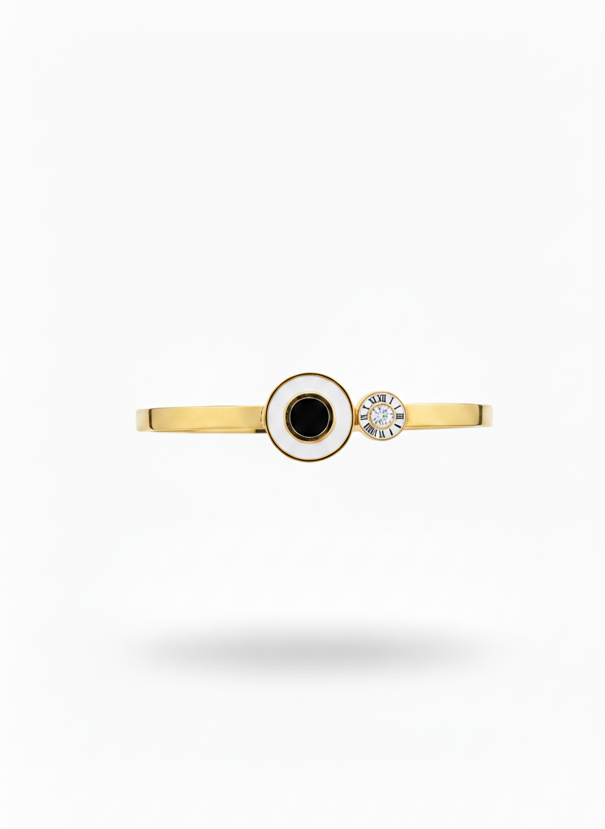 Dual Roman Dial Gold Bangle