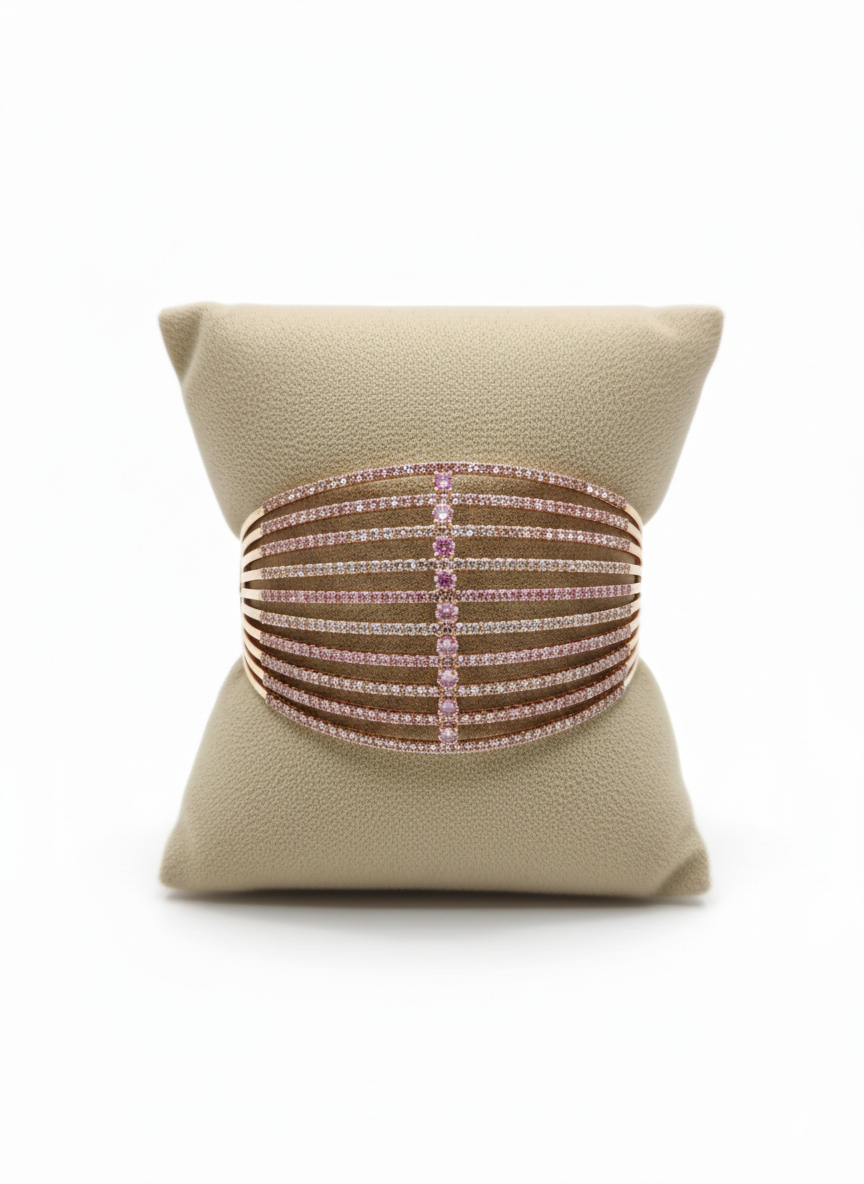 Rose Gold Multi-Line Elegant Cuff Bracelet