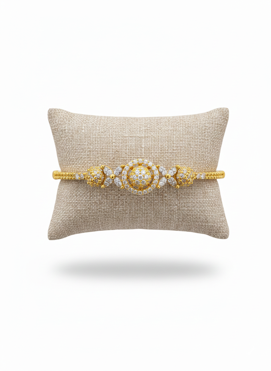 Golden Radiance Circular Motif Bangle