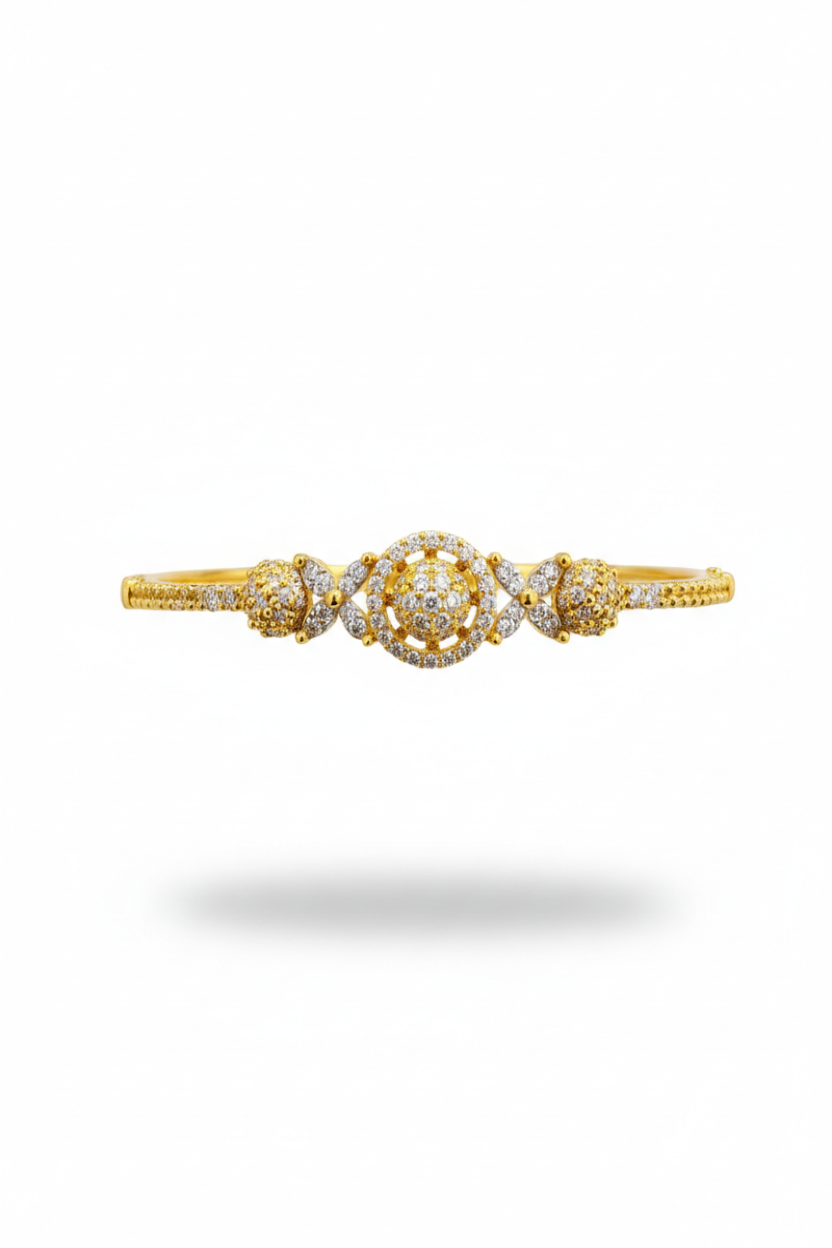 Golden Radiance Circular Motif Bangle